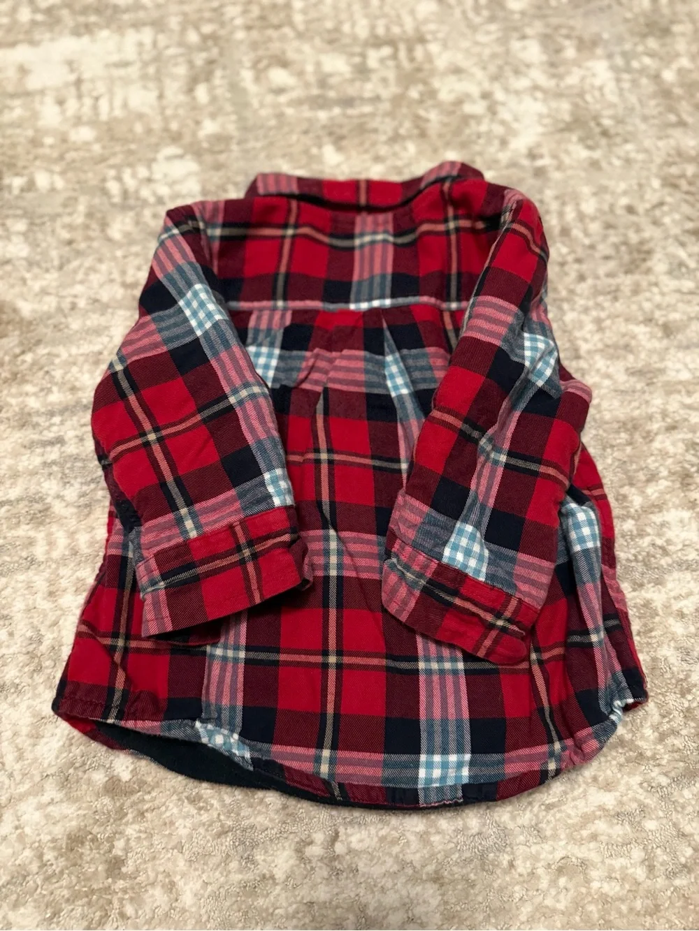 Gymboree Red & Navy Plaid Snap-Front Button-Down Shirt fleece lined size 12/18M